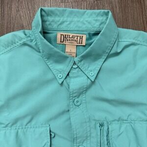 Duluth Trading Co Mens Vented Pocket Fishing Shirt Size Large Men's Green